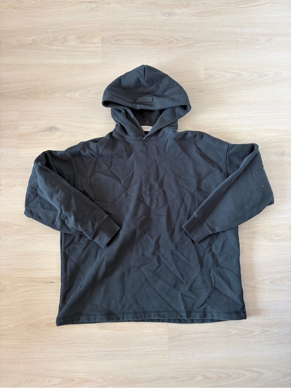 Essentials Black Pullover Hoodie - Men's Simple Hooded Sweatshirt